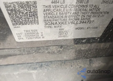 2020 Chevrolet Equinox Fwd Lt 1.5L Turbo from USA, damaged, VIN 3GNAXKEV6LL344737